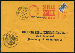 (20a) HAMBURG 36/ SHELL/ X-100/ MOTOROEL 1952 (16.8.) AFS Francotyp Auf 2 Pf. NoB Vorausentwerteter Antwort-Bf. (wie Imm - Oil