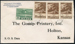 ISLAND 1948 25 Aur.. Hekla U. 50 Aur. Hekla, 3 Stück = Vulkan-Insel , Satzreine Frankatur, Sauber Gest. Übersee-Bf. (Mi. - Volcanos