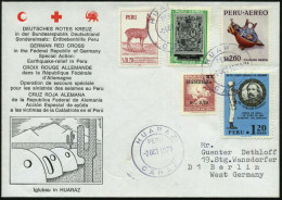 PERU 1970 (2.10.) Erdbebenhilfe Deutsches Rotes Kreuz, DRK-Spenden-SU (Not-Iglus) 2K: HUARAZ, Übersee-Bf.  - VULKANISMUS - Volcanos