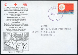 TÜRKEI 1970 (21.10.) Spendenumschlag Erdbebenhilfe DeutschesRotes Kreuz, (Iglubauten) EF 130+10 Ks. Roter Halbmond 1K: G - Volcanos