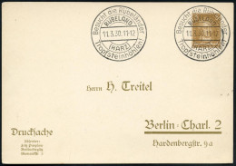 RÜBELAND/ (HARZ)/ Besucht D.Rübeländer/ Tropfsteinhöhlen! 1930 (11.3.) HWSt 2x Auf PP 3 Pf.Goethe (Mi.PP 97/B 6 = Blanco - Other & Unclassified