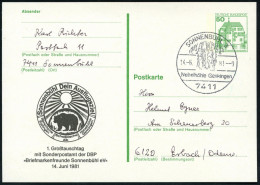 7411 SONNENBÜHL 3/ Nebelhöhle Genkingen 1981 (14.5.) HWSt = Tropfsteinhöhle Auf Amtl. P 50 Pf. Burgen, Grün + Zudruck Ne - Other & Unclassified
