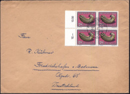 SCHWEIZ 1960 (22.10.) 2 0+ 10 C. Gryphea Arcula, Reine MeF: Rand-4er-Block (versteinerte Muschel) Klar Gest. Ausl-Bf.!   - Other & Unclassified