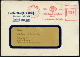 CURSDORF (KR RUDOLSTADT)/ GEGR.1880/ Leonhard Langbein/ Nachf./ Glaswarenfabrik 1947 (24.7.) Aptierter AFS Francotyp "Re - Glas & Fenster