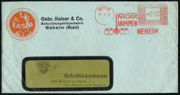 NEHEIM/ KAISER/ LAMPEN 1939 (14.9.) AFS Francotyp = Kronleuchter Mit Glaskugeln , Dekorativer Reklame-Bf.: Gebr.Kaiser ( - Verres & Vitraux