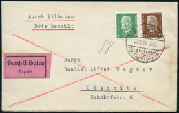 SCHWEPNITZ/ Seit 1866/ Glaswerke/ Für/ Medizinglas 1928 (20.12.) HWSt Auf Hindenbg. 5 Pf. U. 50 Pf. (Mi.411, 420) Inl.-E - Vidrios Y Vitrales