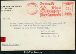 ZUCKMANTEL/ über/ TEPLITZ-SCHÖNAU/ Jnwald/ Glas/ Deutsche/ Wertarbeit 1941 (27.2.) AFS Francotyp 052 Pf. (Firmen-Logo) E - Glasses & Stained-Glasses