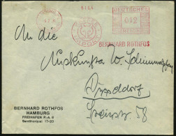 HAMBURG 24/ (FREIHAFEN)/ KAFFEE/ IMPORT/ BERNH.ROTHFOS 1934 (5.2.) AFS = Fuchskopf , Firmen-Bf.: BERNHARD ROTHFOS.. FREI - Chiens