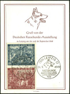 (10b) LEIPZIG C1/ RASSEHUNDE/ AUSSTELLUNG/ ..24.-5.SEPT. 1949 (24.9.) SSt = Schäferhundkopf , Motivgl. Ausst.-Gedenkblat - Chiens