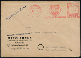 MEINERZHAGEN (WESTF)/ Otto Fuchs Metallwerke 1947 (25.7.) Sehr Seltener, Aptierter AFS Francotyp "Hakenkreuz" = Entfernt - Dogs