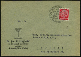 STEINACH (THÜR)/ E/ Weltbekannt/ Durch Holzspielwaren/ U./ Schiefergriffel 1938 (12.12.) HWSt = Spielzeug-Hund (auf Roll - Chiens