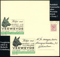 BELGIEN 1967 2 F. Reklame-P ,weinrot  O H N E  Werteindruck = Publibel - S P E C I M E N : Helpt Ons../VEEWEYDE/ MAATSCH - Dogs