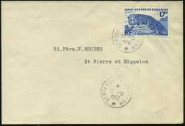 ST.PIERRE & MIQUELON 1952 (10.10.) 17 F. Silberfuchs, Blau, EF , Sauber Gest. (links Verkürzter) Inl.-Bf. (Mi.365 EF) -  - Dogs