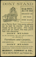 U.S.A. 1893 (28.10.) Reklame-PP 1 C. Grant, Schw.: DONT STAND.. MURRAY, CONWAY & Co. (Brooklyn) = Kind Auf Sessel U. Hun - Chiens