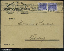 BERLIN SW/ *19*/ DRITTE/ FRANKFURTER/ INTERNAT./ MESSE/ 3.-9.OKTOBER 1920 (21.9.) Band-MaWSt Auf Paar 20 Pf. Germania ,  - Other