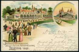 LEIPZIG/ AUSSTELLUNGS-/ PLATZ/ ** 1897 (6.7.) SSt Auf Color-Litho-Ak.: Sächs.-Thür.Jndustrie & Gewerbe-Ausstellung (Haup - Autres