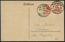 LEIPZIG 13/ A/ Leipziger/ Mustermesse 1920 (15.3.) Seltener SSt Klar Auf Paar 7 1/2 Pf.Germania (Mi.99 MeF) Fernkt, (Bo. - Autres