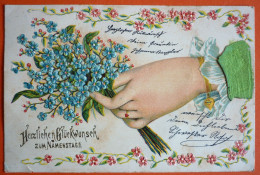 HERZLICHEN GLUCKWUNSCH ZUM NAMENSTAGE , USED 1909 - Autres & Non Classés