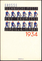 Leipzig 1934 Color-Reklame-Zettel: GR. TECHN. MESSE U.BAUMESSE 4.-11.MÄRZ (stilis.Handwerker) Künstlersign. SEEWALD (For - Andere