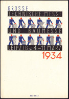 Leipzig 1934 Color-Reklame-Zettel: GR. TECHN. MESSE U.BAUMESSE 4.-11.MÄRZ (stilis.Handwerker) Künstlersign. SEEWALD (For - Other