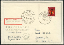 LEIPZIG C 1/ 5/ A/ MM 1951 (2.9.) ET-SSt Auf Passender EF 24 Pf. "5-Jahrplan" (Mi.293 EF, FDC + 24.- EUR) + Messe-SSt.:  - Otros