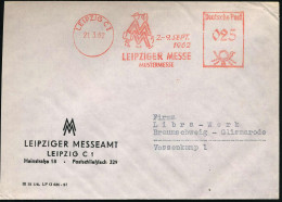 LEIPZIG C1/ 2.-9.SEPT./ 1962/ LEIPZ.MESSE/ MUSTERMESSE 1962 (21.3.) AFS Francotyp 025 Pf. (Messe-Logo: 2 Kofferträger) D - Otros