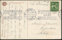 SCHWEDEN 1922 (23.7.) Band-MWSt: MALMÖ 1/*LBR*/SKANEMÄSSAN/..SCHWEDISCHE MUSTERMESSE.. (viersprach.Text!) Klar Gest. Bed - Autres