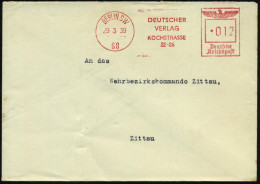 BERLIN SW/ 68/ DEUTSCHER/ VERLAG/ KOCHSTRASSE/ 22-26 1939 (29.3.) AFS Francotyp "Reichsadler" = "arisierter" Ullstein-Ve - Judaisme