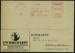 BERLIN SW/ 68/ Trinkt/ BORCHARDT/ Weine 1942 (11.9.) Seltener AFS Francotyp = "arisierte" Fa. Kempinski, Fast Unveränder - Jewish