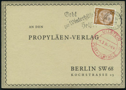 BIELEFELD 2/ (Hbhf.) 0./ Gebt/ Zur Winterhilfe!/ Helft! 1934 (28.2.) MaWSt Auf Antwort-Kt. Des Propyläen-Verlages = Jüdi - Judaisme