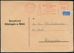 (13a) KITZINGEN/ Besucht/ Kitzingen/ ..mit Dem/ Schiefen Turm/ STADRAT.. 1951 (5.10.) AFS Francotyp = "Schiefer Turm" =  - Carnavales