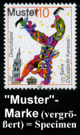 B.R.D. 2000 (Febr.) 110 Pf. "175 Jahre Düsseldorfer Karneval" (Radschläger) Mit Amtl. Handstempel  "M U S T E R" , Postf - Karnaval