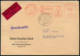 8671 OBERKOTZAU/ BAVARIA PORZELLANFABRIK/ NEUERER.. 1969 (11.3.) AFS Francotyp 110 Pf. (Firmen-Logos) Firmen-Eil-Bf.: El - Porcelaine