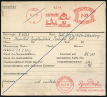 SELB/ 1/ WELTMARKE/ DES/ PORZELLANS/ Rosenthal 1931/53 (31.1.) AFS Francotyp "Bogenrechteck" Mit Firmen-Signets (Rosen)  - Porcelana