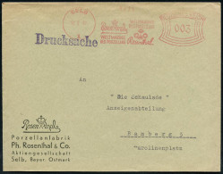 SELB/ 1/ Rosenthal/ WELTMARKE/ DES PORZELLANS 1941 (11.2.) AFS Francotyp = 2 Signets (1x Rosen) Motivgl. Firmen-Bf. (Dü. - Porzellan