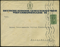 ÖSTERREICH 1923 (25.5.) 400 Kr. Freimarke Mit Firmenlochung: "D. K. G." = D Eutsche Keramik-GmbH. , Dekorativer Firmen-B - Porcelain