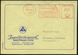 58 HAGEN 3/ Jugendherbergen/ Im Wiederaufbau/ DJH/ Werde Mitglied!.. 1964 (7.8.) AFS Francotyp Mit Neuer PLZ (DJH-Logo)  - Autres & Non Classés