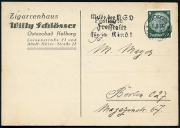 KOLBERG/ *II/ (OSTSEEBAD)1/ Melde Der NSV/ Eine/ Freistelle/ Für Ein Kind! 1935 (3.8.) Seltener MWSt , Klar Auf Firmen-K - Other & Unclassified