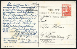 ÖSTERREICH 1935 (10.4.) MaWSt.: 1 WIEN 1/*b*/NEHMT/HUNGERNDE KINDER/ZUM MITTAGSTISCH 2x Auf S/w.-Foto-Ak.: Wien, Tegetth - Other & Unclassified