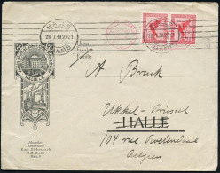 HALLE/ (SAALE) 8 1930 (28.7.) Band-MaStempel + PSF: HALLE (SAALE)/*8v/DEUTSCHES REICH 5 Pf. Auf Paar 10 Pf. Adler (Mi.37 - Autres & Non Classés