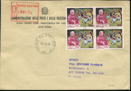 ITALIEN 1970 (31.8.) 50 L. "100. Geburtstag Dr. Maria Montessori", Reine MeF: 4er-Block + ET-Stpl. + Roter R-Stempel: RO - Other & Unclassified