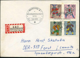 8 MÜNCHEN 2/ WOHLFAHRTSMARKEN.. 1970 (6.10.) ET-SSt Auf Kompl. Satz Marionetten (Mi.650/53) + Sonder-RZ: 8 München 2, So - Sin Clasificación