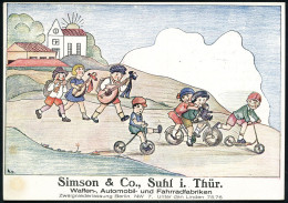 SUHL/ WAFFENFABRIKEN/ SIMSON & CO 1931 (18.2.) AFS Francotyp (Monogr.-Logo) Color-Reklame-Ak.: Simson ..Waffen-, Auto-mo - Non Classificati