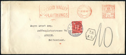 GROSSBRITANNIEN 1947 (30.7.) AFS Neopost: BIRMINGHAM/N 246/CHAD VALLEY/PLAYTHINGS = Teddy-Bär + Nachporto Schweiz 10 C., - Sin Clasificación