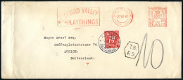GROSSBRITANNIEN 1947 (30.7.) AFS Neopost: BIRMINGHAM/N 246/CHAD VALLEY/PLAYTHINGS = Teddy-Bär + Nachporto Schweiz 10 C., - Non Classés