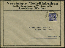 Landsberg (Warthe) 1924 (7.4.) Bahn-Oval: BERLIN - MARIENBURG/BAHNPOST/Z.2 Auf Firmen-Bf.: Vereinigte Modellfabriken Ber - Ohne Zuordnung