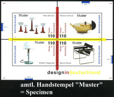 B.R.D. 1998 (Aug.) 110 + 110 + 110 + 110 Pf. Block "Design In Deutschland" Mit 4x Amtl. Handstempel  "M U S T E R"  , Da - Autres