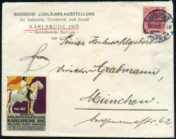 KARLSRUHE/ *(BADEN)2/ A 1915 (18.12.) 1K-Brücke Auf EF 10 Pf. Germania Auf Offiz. Dienst-Bf.: BADISCHE JUBILÄUMS-AUSSTEL - Andere & Zonder Classificatie