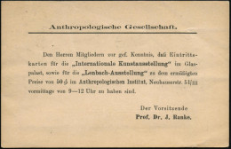 München 1903 (30.7.) Amtl. P 2 Pf. Bayern, Rauten, Grau + Rs. Zudruck: Anthropologische Ges./.."Internat. Kunstausstellu - Autres & Non Classés