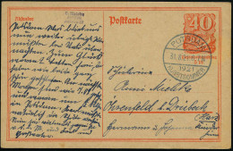 POTSDAM/ KUNSTSOMMER 1921 (31.8.) Seltener SSt Klar Auf Inl.-P 40 Pf. Postreiter, Orange, Ohne Zusatz-Frankatur!, Bedarf - Sonstige & Ohne Zuordnung